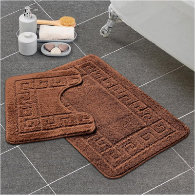 Gc Gaveno Cavailia Grecian Grace 2 Piece Bath Mat Set Terracotta Quick Dry Water Absorbent Bathroom Shower Mat & Pedestal Set - image 1