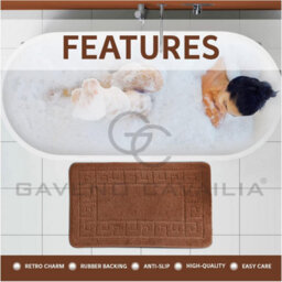 Gc Gaveno Cavailia Grecian Grace 2 Piece Bath Mat Set Terracotta Quick Dry Water Absorbent Bathroom Shower Mat & Pedestal Set - thumbnail 3