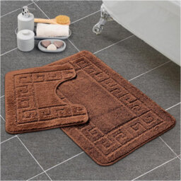 Gc Gaveno Cavailia Grecian Grace 2 Piece Bath Mat Set Terracotta Quick Dry Water Absorbent Bathroom Shower Mat & Pedestal Set