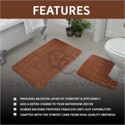 Gc Gaveno Cavailia Grecian Grace 2 Piece Bath Mat Set Terracotta Quick Dry Water Absorbent Bathroom Shower Mat & Pedestal Set - thumbnail 4