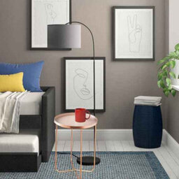 Round Side End Table Blush Removable Tray With Copper Legs Bedside Console Table 1 Round Side End Table Blush Remov - thumbnail 2