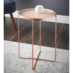 Round Side End Table Blush Removable Tray With Copper Legs Bedside Console Table 1 Round Side End Table Blush Remov