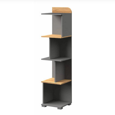 Arte Carini Modern Bookcase In Grey & Oak Nash - W350mm X H1530mm X D360mm - image 1