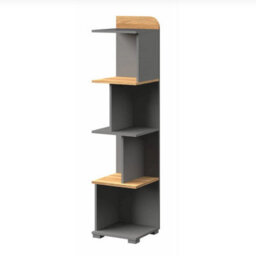 Arte Carini Modern Bookcase In Grey & Oak Nash - W350mm X H1530mm X D360mm