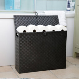 ARPAN Toilet Roll Holder Free Standing Bathroom Multipurpose Storage Unit Polypropylene Woven On Metal Frame. - thumbnail 3