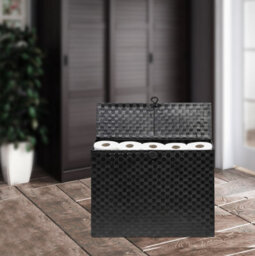 ARPAN Toilet Roll Holder Free Standing Bathroom Multipurpose Storage Unit Polypropylene Woven On Metal Frame. - thumbnail 7