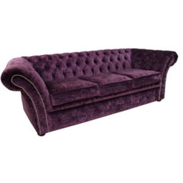 Chesterfield 3 Seater Sofa Modena Amethyst Purple Velvet In Balmoral Style - thumbnail 2