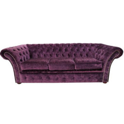 Chesterfield 3 Seater Sofa Modena Amethyst Purple Velvet In Balmoral Style - thumbnail 1