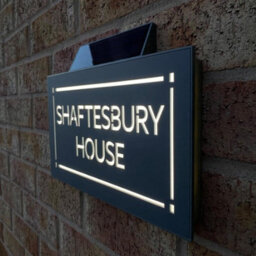 One Of A Kind Design Uk Personalised Contemporary Solar Light House Sign Led Illuminated Uv Stable -305X155mm Black - thumbnail 2