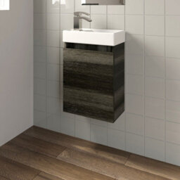 Affine Charcoal Wall Hung 400mm Slimline Vanity Unit Basin Sink Cloakroom Bathroom - thumbnail 1