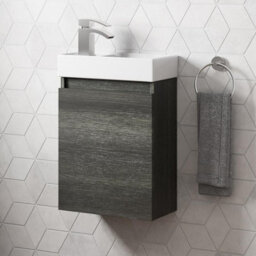 Affine Charcoal Wall Hung 400mm Slimline Vanity Unit Basin Sink Cloakroom Bathroom - thumbnail 2