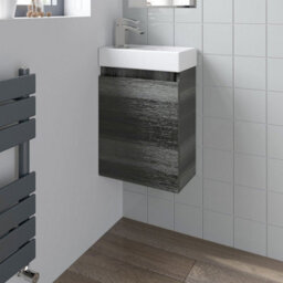 Affine Charcoal Wall Hung 400mm Slimline Vanity Unit Basin Sink Cloakroom Bathroom - thumbnail 5