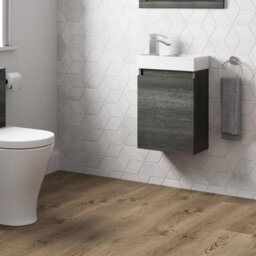 Affine Charcoal Wall Hung 400mm Slimline Vanity Unit Basin Sink Cloakroom Bathroom - thumbnail 3