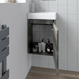 Affine Charcoal Wall Hung 400mm Slimline Vanity Unit Basin Sink Cloakroom Bathroom - thumbnail 6