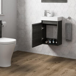 Affine Charcoal Wall Hung 400mm Slimline Vanity Unit Basin Sink Cloakroom Bathroom - thumbnail 4