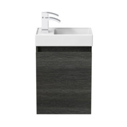 Affine Charcoal Wall Hung 400mm Slimline Vanity Unit Basin Sink Cloakroom Bathroom - thumbnail 7