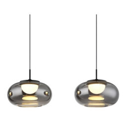 Luminosa Lighting Luminosa Quintara Bar Pendant Ceiling Light Matt Black Smoke Glass Shade 4X Led 3000K - thumbnail 4