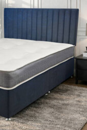 "Knight Sleep Emily Navy Naples 4Ft6 Bed Set With Orthopaedic Mattress, No Drawers & 24""headboard - Double" - thumbnail 2