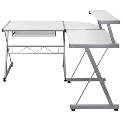 Berkfield Durable Corner Computer Desk White 132X112X99 Cm Engineered Wood - image 1