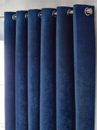 Luxury Living Chenille Blackout Ring Top Eyelet Curtains Blue - thumbnail 2