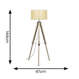 Valuelights Clipper Scandi Brown Floor Lamp And E27 Gls Led 6W Warm White 3000K Bulb - thumbnail 8
