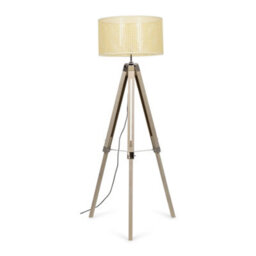 Valuelights Clipper Scandi Brown Floor Lamp And E27 Gls Led 6W Warm White 3000K Bulb - thumbnail 1