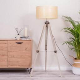 Valuelights Clipper Scandi Brown Floor Lamp And E27 Gls Led 6W Warm White 3000K Bulb - thumbnail 4