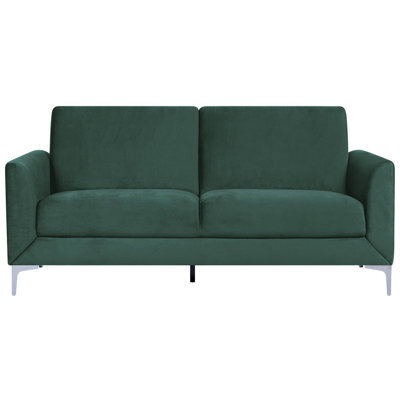 Beliani Sofa 3 Seater Fenes Velvet Dark Green - image 1