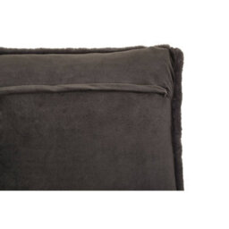 Orsina Grey Square Faux Fur Cushion, Luxe Feather-Filled Throw Pillow With Faux-Suede Reverse, Grey Fur Cushion - thumbnail 9