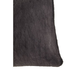 Orsina Grey Square Faux Fur Cushion, Luxe Feather-Filled Throw Pillow With Faux-Suede Reverse, Grey Fur Cushion - thumbnail 8