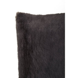 Orsina Grey Square Faux Fur Cushion, Luxe Feather-Filled Throw Pillow With Faux-Suede Reverse, Grey Fur Cushion - thumbnail 7