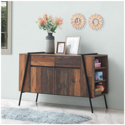 Timber Art Design Abbey Sideboard 2 Doors 2 Drawers Storage Cabinet Cupboard Rustic Industrial - image 1