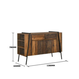 Timber Art Design Abbey Sideboard 2 Doors 2 Drawers Storage Cabinet Cupboard Rustic Industrial - thumbnail 8