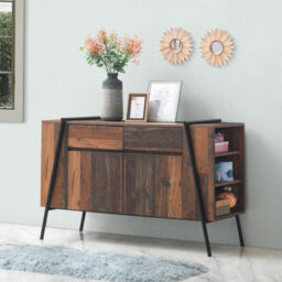 Timber Art Design Abbey Sideboard 2 Doors 2 Drawers Storage Cabinet Cupboard Rustic Industrial - thumbnail 4