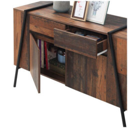 Timber Art Design Abbey Sideboard 2 Doors 2 Drawers Storage Cabinet Cupboard Rustic Industrial - thumbnail 7