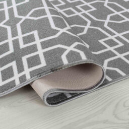 Machine Washable Cubed Trellis Design Anti Slip Doormats Grey Cream 80X300 Cm - thumbnail 2