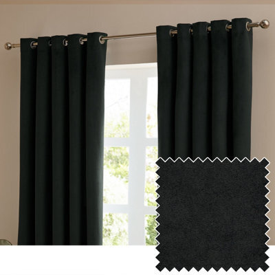 furn. Furn The Ultimate Velvet Room Darkening Eyelet Curtain Pair, Black, (W) 117 X (D) 183Cm - image 1