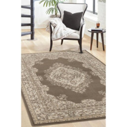 Melrose Colorama Traditional Taupe Round Area Indoor Rug 120X120Cm