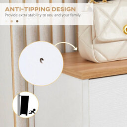 White Slim Shoe Cabinet 3 Flip Drawers 122Cm - thumbnail 4