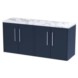Balterley Winshill Contemporary 2 Door Wall Hung Vanity Unit With Laminate Worktop, Dark Blue, 1205mm - thumbnail 1