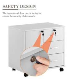 White Office Filing Cabinet Mobile Printer Stand File Storage Drawers Wheels New - thumbnail 5