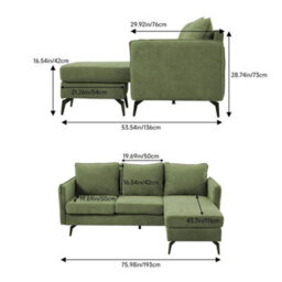 Corner Sofa L Shaped Sectional Sofa Upholstered Living Room Couch Furniture - thumbnail 2