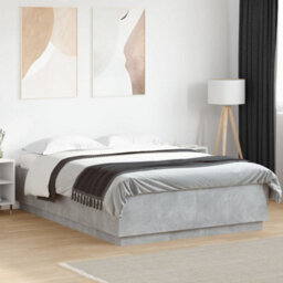 Berkfield Bed Frame Without Mattress Concrete Grey 150X200 Cm King Size - thumbnail 1