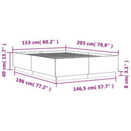 Berkfield Bed Frame Without Mattress Concrete Grey 150X200 Cm King Size - thumbnail 9