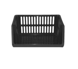 Multi-Purpose Plastic Stacking Storage Basket Stackable Shelves Vege Fruit Food Stationary Organize Rack Stand Black 35Cm