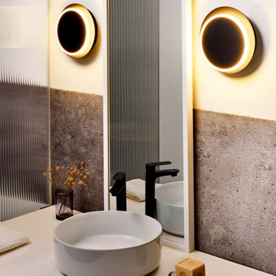 Beliani Set Of 2 Led Wall Lamps Black Matte With Adjustable Round Shade, W22 X D5 X H29Cm - image 1