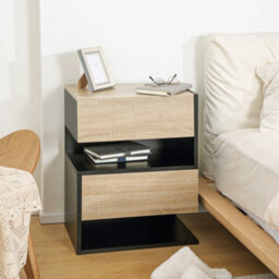 Homcom Modern Bedside Table Set Of 2 With Drawer And Shelf - thumbnail 7
