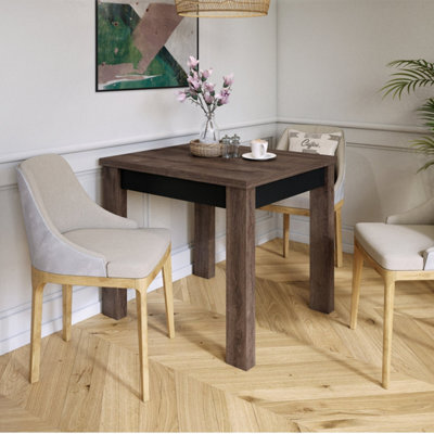 Heze Furniture Fonte 85 Modern Extending Dining Table - Brown Oak & Black - image 1
