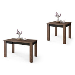 Heze Furniture Fonte 85 Modern Extending Dining Table - Brown Oak & Black - thumbnail 8