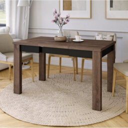Heze Furniture Fonte 85 Modern Extending Dining Table - Brown Oak & Black - thumbnail 5